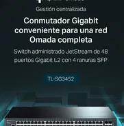 Vendo Switch Tp-link  Tl-sg3452 de admn Inteligente L2, L2+, IPv6, enrutamiento estático, L2/L3/L4 QoS, IGMP y LAG - Img 49951344