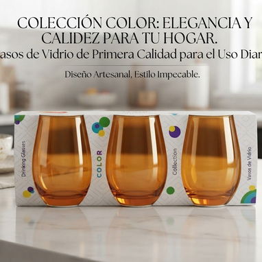 Set 3 Vasos de Vidrio Colección Color - 3/4