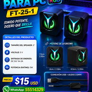 BOCINA PARA PC RGB FT-25-1, FACTURA Y GARANTÍA. VARIEDAD DE BOCINAS Y SPEAKER TODAS NUEVAS EN SU CAJA - Img 57164292