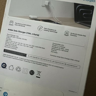 ANKER ZOLO 70W ORIGINAL | NUEVO Y SELLADO | 4 PUERTOS 3C1A - 9/10