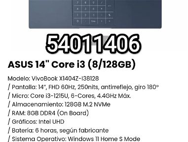 !!Laptop ASUS 14" Core i3 (8/128GB) New Sellada en caja/Modelo: VivoBook X1404Z-I38128!! - Img main-image-45732679