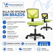 Silla de Oficina Sin Brazos, Soporte Lumbar Ergonómico, Altura Ajustable, Giro de 360 Grados - Img 55458531