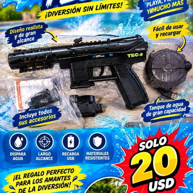 Pistolas de agua recargables tec 9  super lindas - 2/8