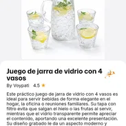 Juego de jarra de vidrio 4 vasos - Img 57989407