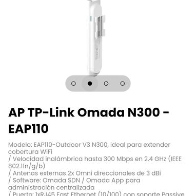 AP TP-Link Omada N300 - EAP110 Modelo: EAP110-Outdoor V3 N300, ideal para extender cobertura WiFi - 2/4