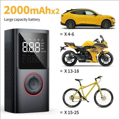 INFLADOR PORTÁTIL MULTIFUNCIÓN - Batería Doble 2000mAh x 2 - 2/5