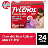 Tylenol(Acetaminofén ó Paracetamol) en tabletas masticables para niños de 2 a 11 años pomo con 24 unidades 20 USD - Img 54306981