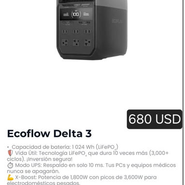 🔋⚡️ ECOFLOW - OUPES ⚡️ ENERGÍA PORTÁTIL PARA TU HOGAR  Equipos sellados en caja nuevos. Garantia por escrito de 15 dias - 2/5