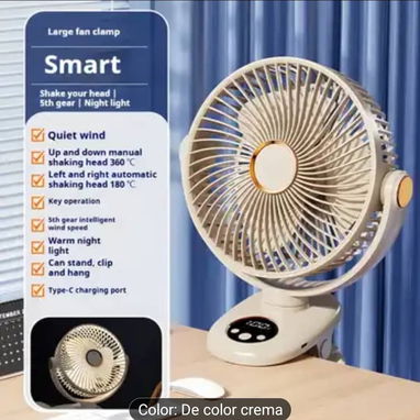 Ventilador Grande de 12 Pulgadas, Ventilador Portátil Mejorado de Escritorio con 5000mAh y Oscilación Automática de 135° - Img 116780590