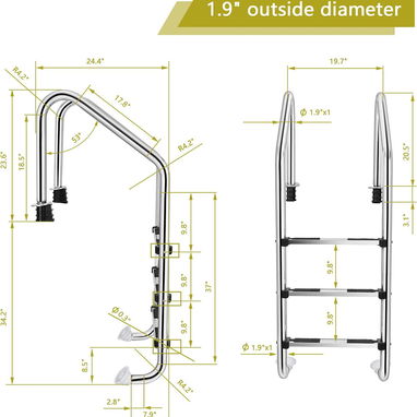 Escalera de piscina 鉁咃笍Acero inoxidable 鉁咃笍Nueva en caja 鉁咃笍Importada - Img 119458735