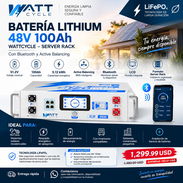🔋 BATERÍA LITHIUM LiFePO₄ 48V 100Ah – WATTCYCLE ⚡ Servidor/Rack • Bluetooth • Active Balancing - Img 58112056