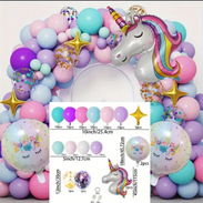 Set de globos de unicornio y pelota de fútbol, revelación de sexo - Img 56957881