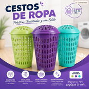 🧺✨ CESTO DE ROPA CON TAPA – PLÁSTICO DURADERO, VENTILADO, GRAN CAPACIDAD – 8 USD - Img 56477522