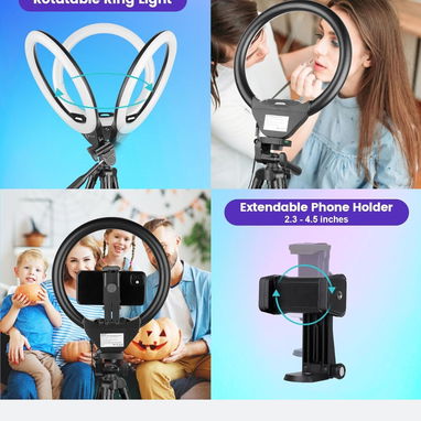 Aro de Luz LED RGB con mando. Sensyne Anillo de luz de 10" pulgadas con trípode extensible de 50" pulgadas 🌐 - Img 125926021