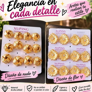 Aretes de oro laminado 🌟 - 2/4