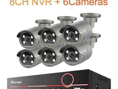 Sistema vigilancia, 6 cámaras POE de 4MP, + Audio, detección facial, IA, H.265, 8 canales. HDD de 2TB nuevo incluido - Img main-image-46184992