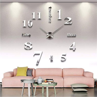 Reloj de pared 🧱 grande 3D 😁 efecto espejo 🪞 120 cm de diámetro - 3/6