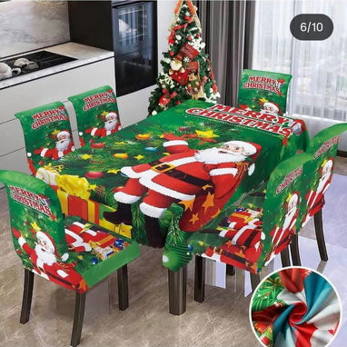 💜Juego de 7 piezas Mantel para mesa con 6 Cobertores para sillas Medidas: Mantel:152cm x 228cm Cobertores: 40-50cm/40-6 - 10/10