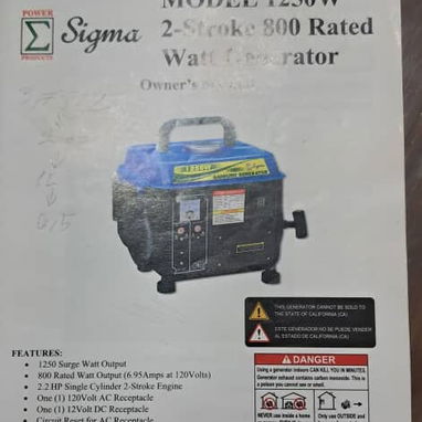 Planta eléctrica de gasolina 1250 Watts (2 tiempos) - 2/2