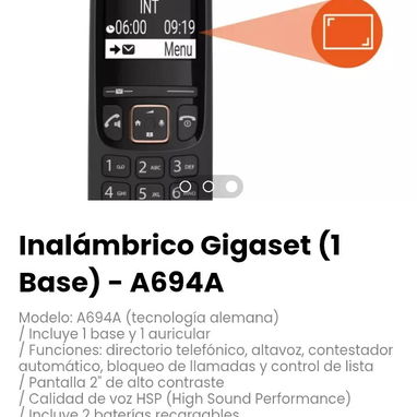 Inalámbrico Gigaset (1 Base) - A694A. Modelo: A694A (tecnología alemana) - 3/3