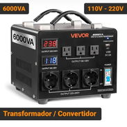 Transformador Convertidor de Voltaje VEVOR 6000VA 110V-220V Step Up Down Compacto Negro ⚡ Detección automática de 110 V - Img 57478780