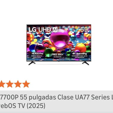 LG de 55” 4K UHD IA incorporado, alexa ,( modelo UA77 , 2025 Smart TV - Img 121869789