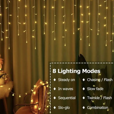 Tira de luces de carámbano de Navidad de 29 pies, 360 luces LED de Navidad cálidas – Luces de Navidad para exteriores, c - Img 123709219