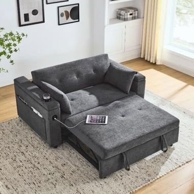 Sofá-Cama con puertos USB y posa vasos - 2/3