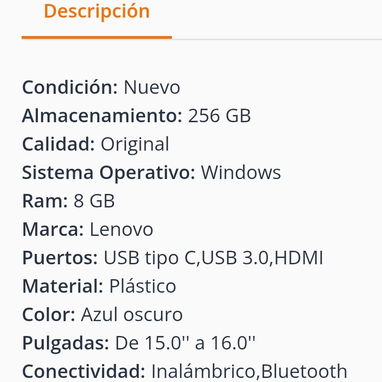 Laptop Lenovo IdeaPad 1 15.6'' AMD Ryzen 5 7520U 8GB RAM 256GB SSD Almacenamiento (Modelo 82VG00QFUS) - 💙Azul Oscuro 🔶 - 6/8