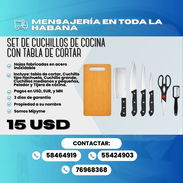 🔪 SET DE CUCHILLOS DE COCINA CON TABLA DE CORTAR 💰 Precio: $15 USD - Img 56930162