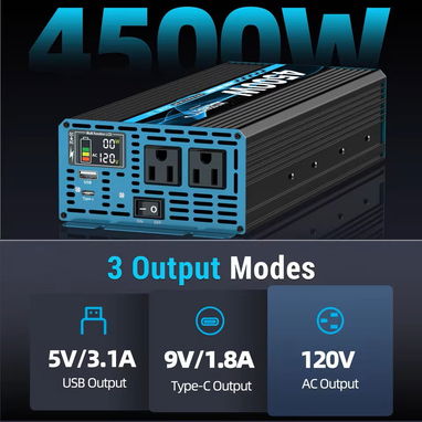 XDZWATT Inverter de onda pura 2200W Continuos 4500W pico 12v a 120v 60hz - Img 114141120