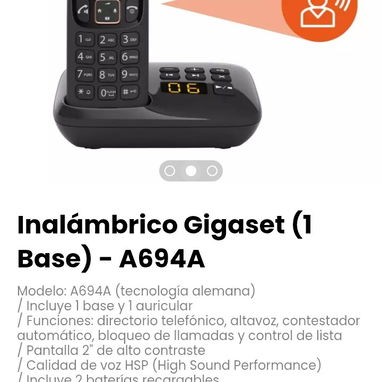 Inalámbrico Gigaset (1 Base) - A694A. Modelo: A694A (tecnología alemana) - 2/3
