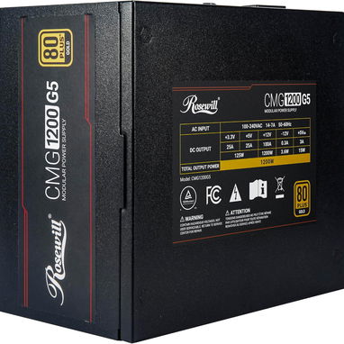 fuente Rosewill CMG5 1200W de alimentación modular completa 80+ Gold, conector PCIe 5.0 600W 12V-2x6 - 3/9