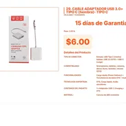 Cable adaptador USB 3.0 + Tipo C con soporte de carga PD 60W VPT#-0008 - Img 55655774