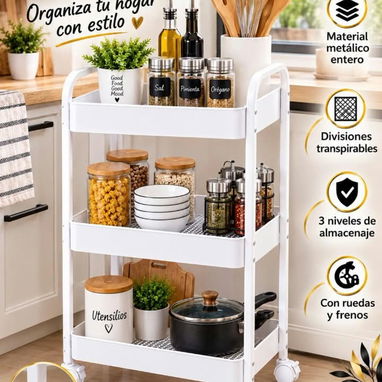 Carritos organizadores, multipropósitos, de metal con ruedas - 2/2