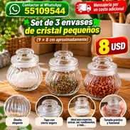 SET DE 3 ENVASES DE CRISTAL PEQUEÑOS NUEVOS EN CAJA!!! - Img 58382440
