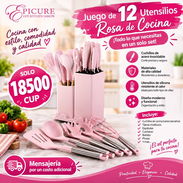Juego de 12 Utensilios Rosa de Cocina - Img 58161443