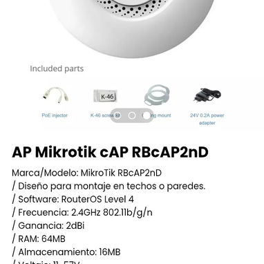 AP Mikrotik cAP RBcAP2nD. Marca/Modelo: MikroTik RBcAP2nD. Nuevo - Img 108792574