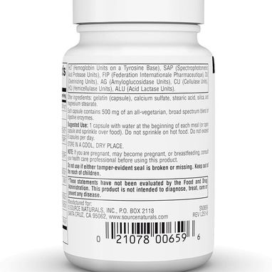 Enzimas Esenciales Diarias 500mg (Source Naturals · 60 cápsulas vegetarianas) - 3/7