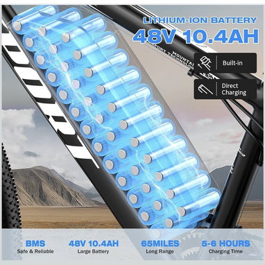 BICICLETA ELÉCTRICA GWEIT 26 NUEVA | 1500W PICO | HASTA 25 MPH | BATERÍA EXTRAÍBLE | NEGRA Al 53822315 - Img 122888033