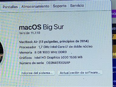 Mac Air i7 2014 8ram y 256 SSD batería 64 ciclos - Img main-image