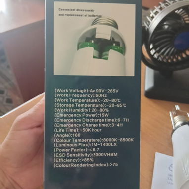 Bombillo E27 Recargable 15W USB-C Carga 3-4h Gancho Incluido VPT# - Img 127621790