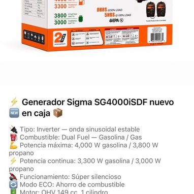 GENERADORES INVERTER SIGMA DUAL FUEL NUEVOS EN CAJA ⚡🤫 - 2/2