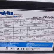 Fuente de Alimentación de computadora: Marca: ePower  Model: EP-500PM WATS: 500W Amperaje: - Img 45576119