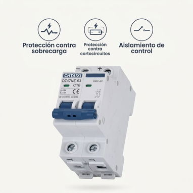 ⚡️ ÚLTIMO BREAKER DC 16A ($20 USD) - IDEAL PARA PANELES SOLARES ⚡️ Modelo CHTAIXI (DZ47NZ-63 C16) - 3/4