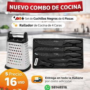 SET DE CUCHILLOS NEGROS + RALLADOR DE COCINA DE 4 CARAS - Img 56012259