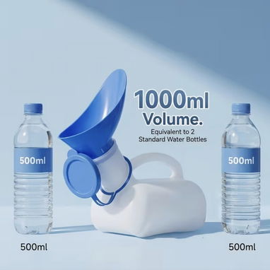 🚨 PATO PORTABLE MULTIUSO.  🛍️ BOTELLA URINARIA. ORINAL CON ASA UNISEX - 4/6