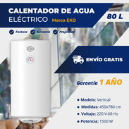 Calentador de agua eléctrico 80lts con mensajería incluida - Img 57719286