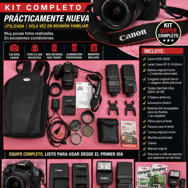 CANON EOS 2000D + KIT COMPLETO – PRÁCTICAMENTE NUEVA - 2/2