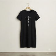 Vestido Casual Negro con Estampado "Faith" - Img 57878711
